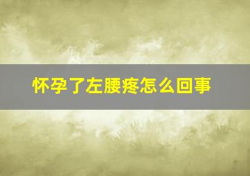 怀孕了左腰疼怎么回事