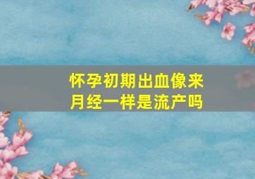 怀孕初期出血像来月经一样是流产吗