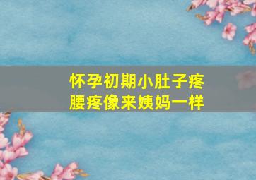 怀孕初期小肚子疼腰疼像来姨妈一样