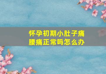 怀孕初期小肚子痛腰痛正常吗怎么办