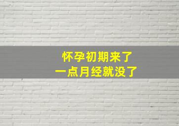 怀孕初期来了一点月经就没了