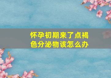 怀孕初期来了点褐色分泌物该怎么办