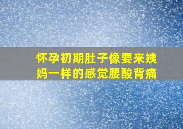 怀孕初期肚子像要来姨妈一样的感觉腰酸背痛