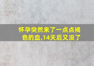 怀孕突然来了一点点褐色的血,14天后又没了