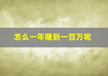 怎么一年赚到一百万呢