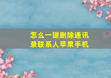 怎么一键删除通讯录联系人苹果手机