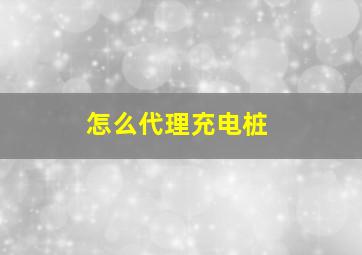 怎么代理充电桩