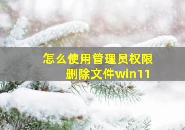 怎么使用管理员权限删除文件win11