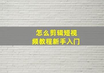 怎么剪辑短视频教程新手入门