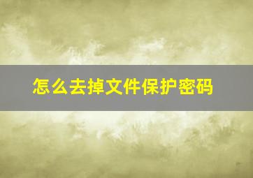 怎么去掉文件保护密码