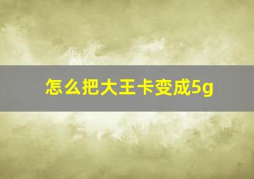 怎么把大王卡变成5g