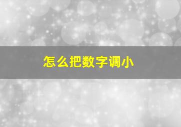 怎么把数字调小