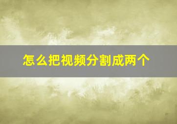 怎么把视频分割成两个