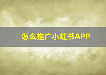 怎么推广小红书APP