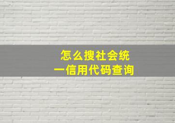 怎么搜社会统一信用代码查询