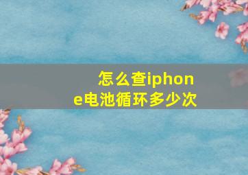 怎么查iphone电池循环多少次