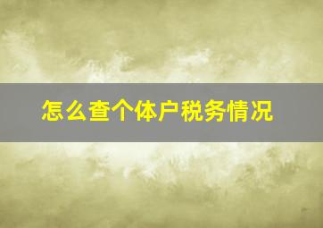 怎么查个体户税务情况