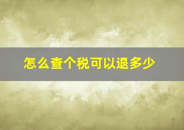 怎么查个税可以退多少