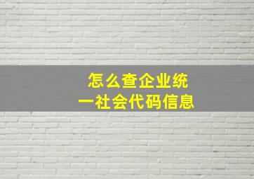 怎么查企业统一社会代码信息