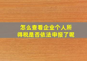 怎么查看企业个人所得税是否依法申报了呢