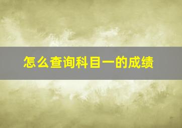 怎么查询科目一的成绩