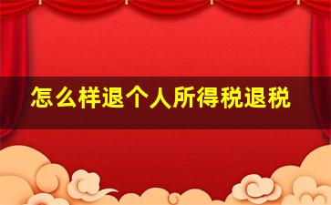 怎么样退个人所得税退税