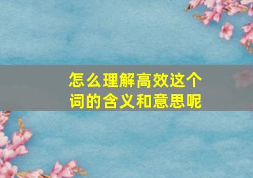 怎么理解高效这个词的含义和意思呢