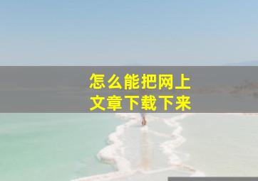 怎么能把网上文章下载下来