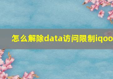 怎么解除data访问限制iqoo