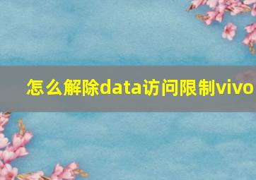 怎么解除data访问限制vivo