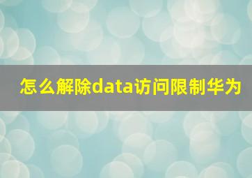 怎么解除data访问限制华为