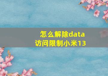 怎么解除data访问限制小米13