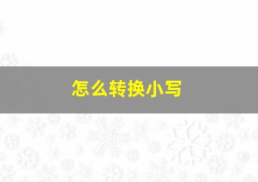 怎么转换小写