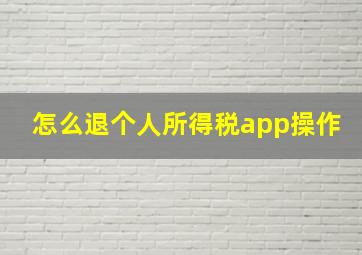 怎么退个人所得税app操作