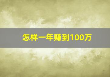 怎样一年赚到100万