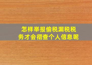 怎样举报偷税漏税税务才会彻查个人信息呢