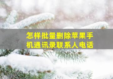 怎样批量删除苹果手机通讯录联系人电话