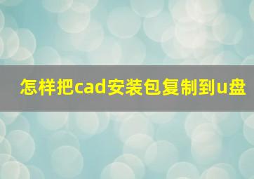 怎样把cad安装包复制到u盘