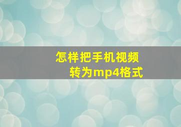 怎样把手机视频转为mp4格式