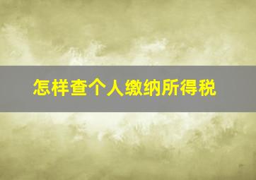 怎样查个人缴纳所得税