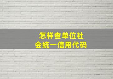 怎样查单位社会统一信用代码