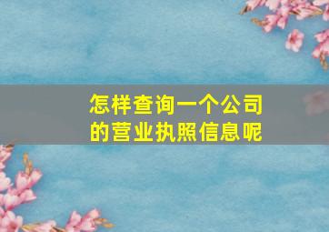 怎样查询一个公司的营业执照信息呢