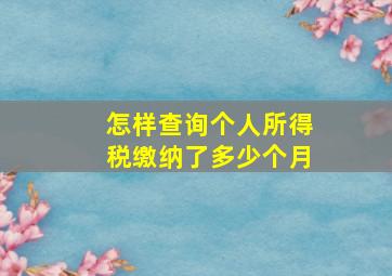 怎样查询个人所得税缴纳了多少个月