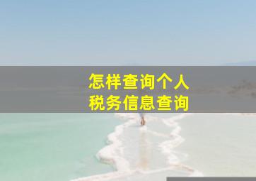 怎样查询个人税务信息查询