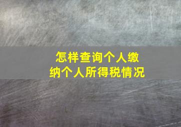 怎样查询个人缴纳个人所得税情况