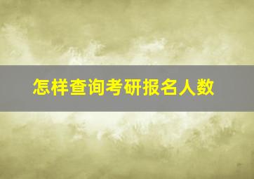 怎样查询考研报名人数