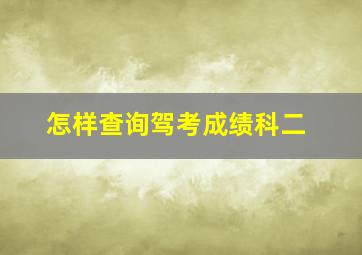 怎样查询驾考成绩科二