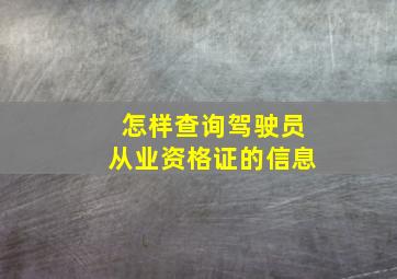 怎样查询驾驶员从业资格证的信息