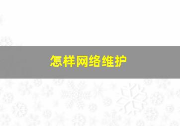 怎样网络维护