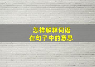 怎样解释词语在句子中的意思